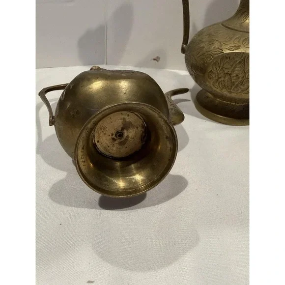 Lot of 3 Antique Brass Middle Eastern Dallah Coffee Tea Pots Turkish Kettle - Picture 12 of 14